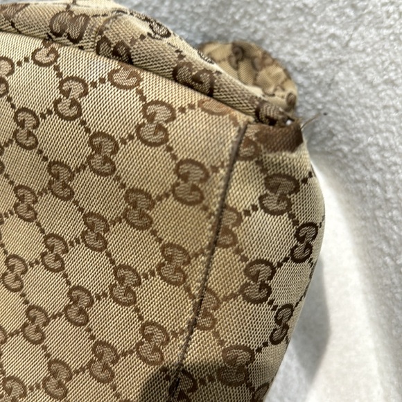 Gucci Vintage Monogram Canvas Tote Bag with Web Straps - Picture 7 of 8